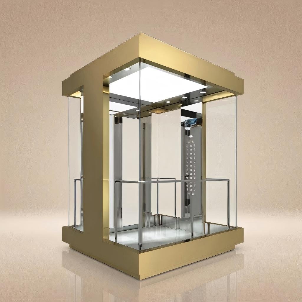 panoramic elevator – golden frame square panoramic elevator – golden frame square